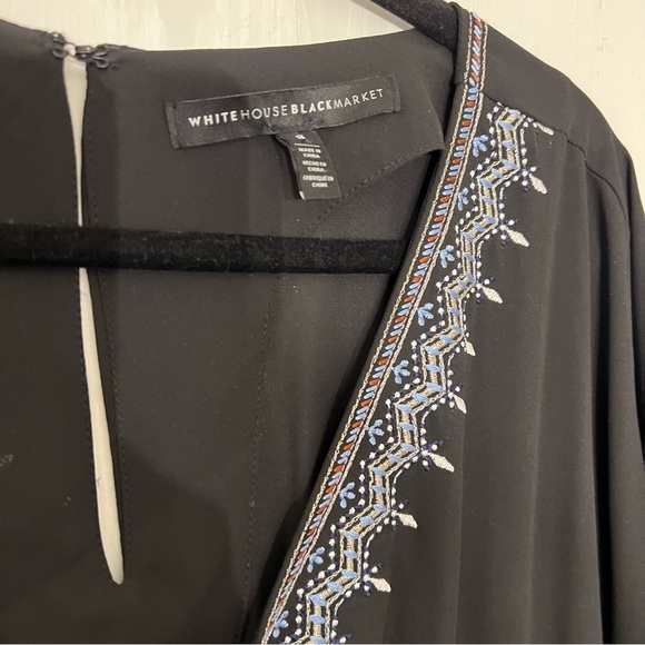White House Black Market Black Embroidered Romper • MED/ 8-10 EXCELLENT - Picture 7 of 11